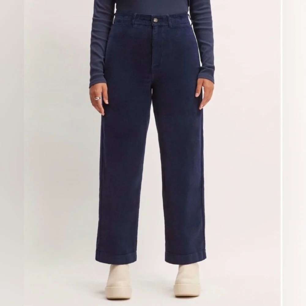 Everlane Navy Blue Corduroy Wide Leg Pants
